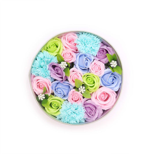 Seifenblumen-Geschenkbox 'Baby Blessings' in Blau - Fertiges Arrangement