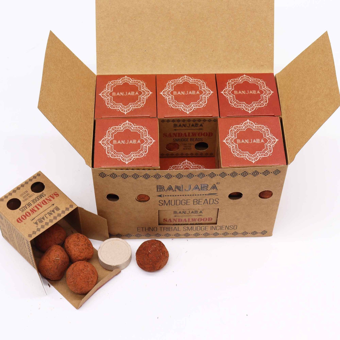 Banjara Räucherperlen Set Sandelholz – 5 Stück inklusive Halter