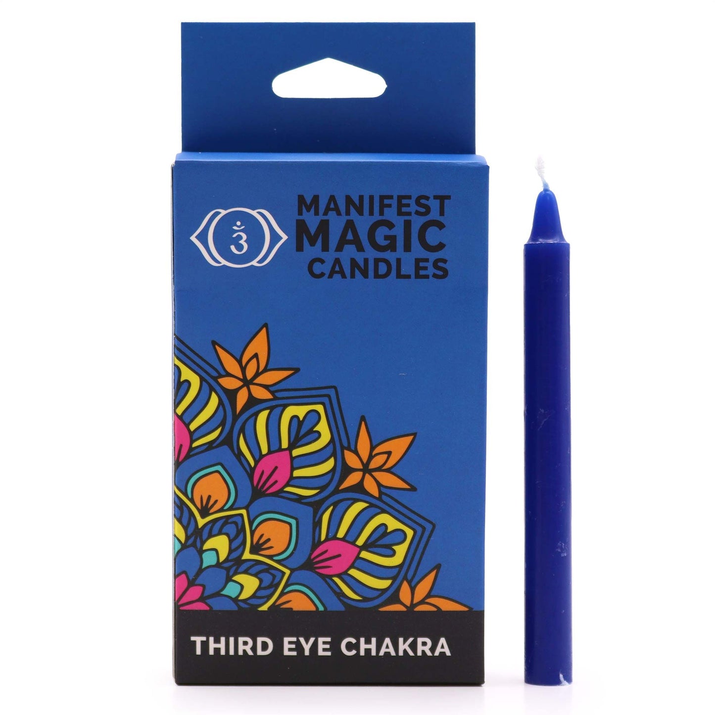 Dunkelblaue Zauberkerzen für das Dritte Auge Chakra - Set mit 12 Stück