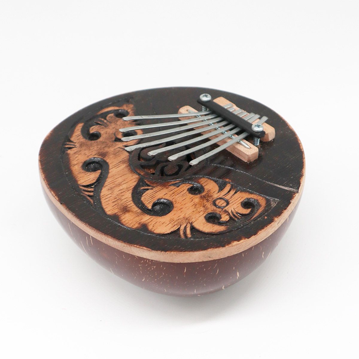 Handgefertigte Kalimba aus Kokosnuss - 14 cm Natur-Instrument mit 7 Stahllzungen