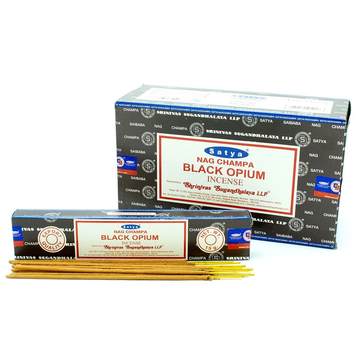 SATYA Räucherstäbchen Schwarzer Opium - 12 Packungen à 15g
