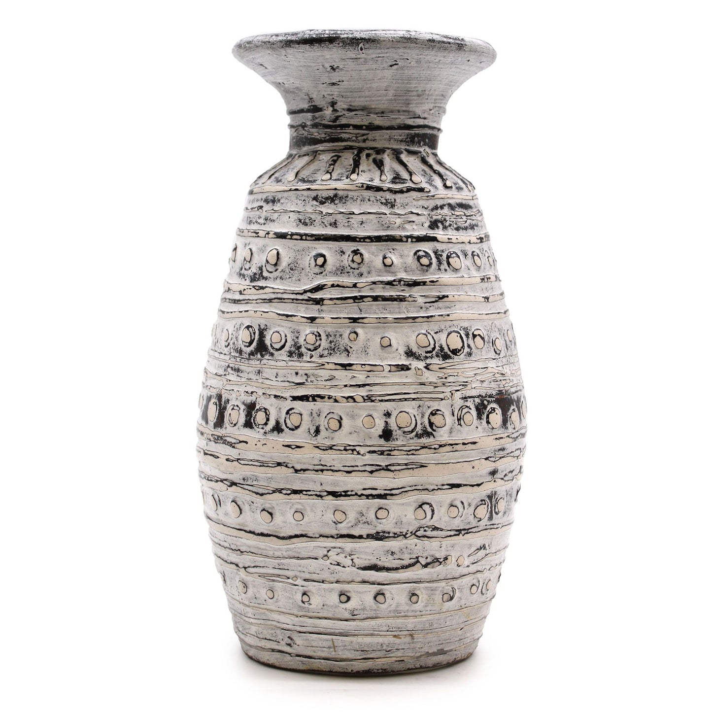 Creme Keramikvase mit Bali-Motiven – Handgefertigte Terrakotta-Dekoration