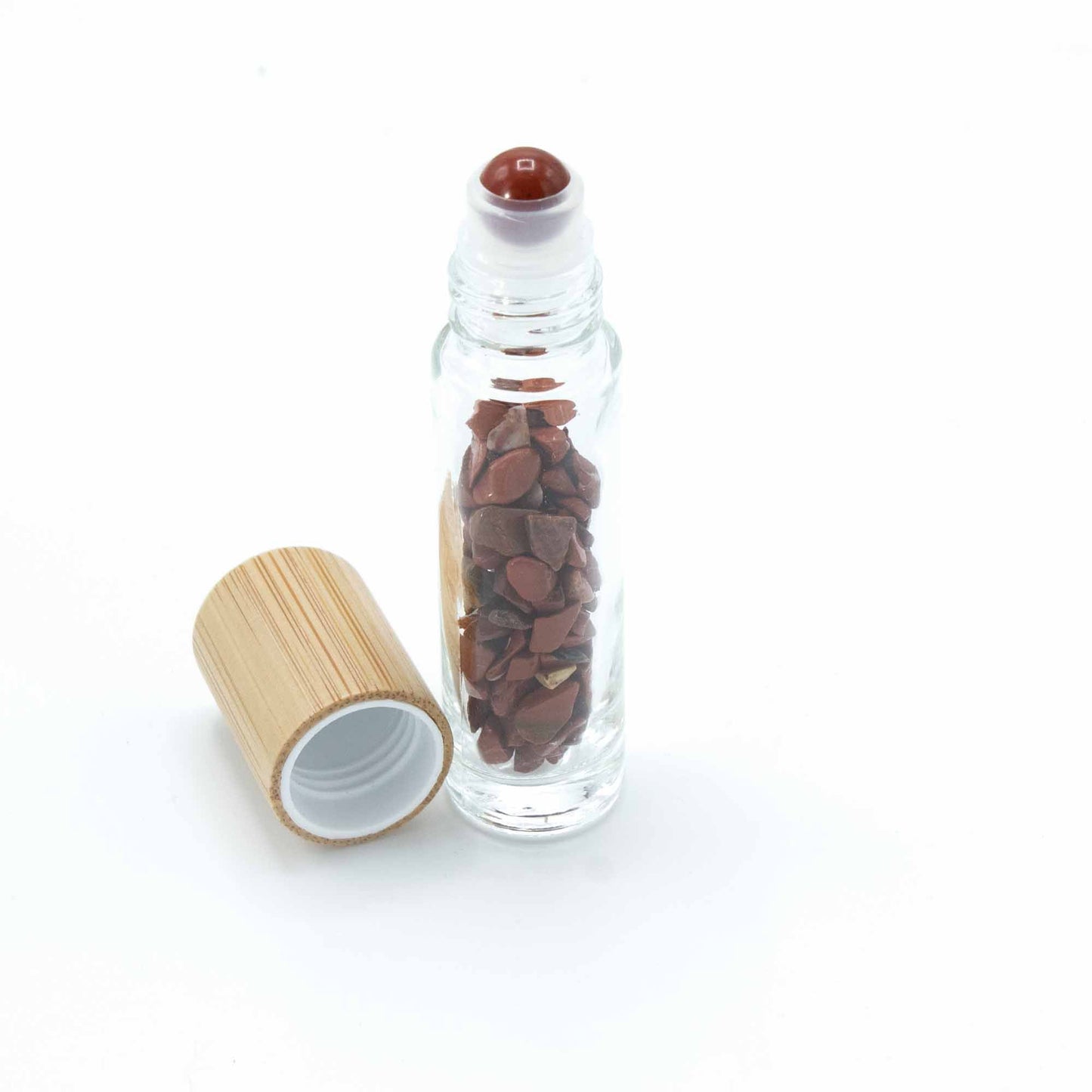 Edelstein-Roll-On aus Rotem Jaspis mit Holzdeckel