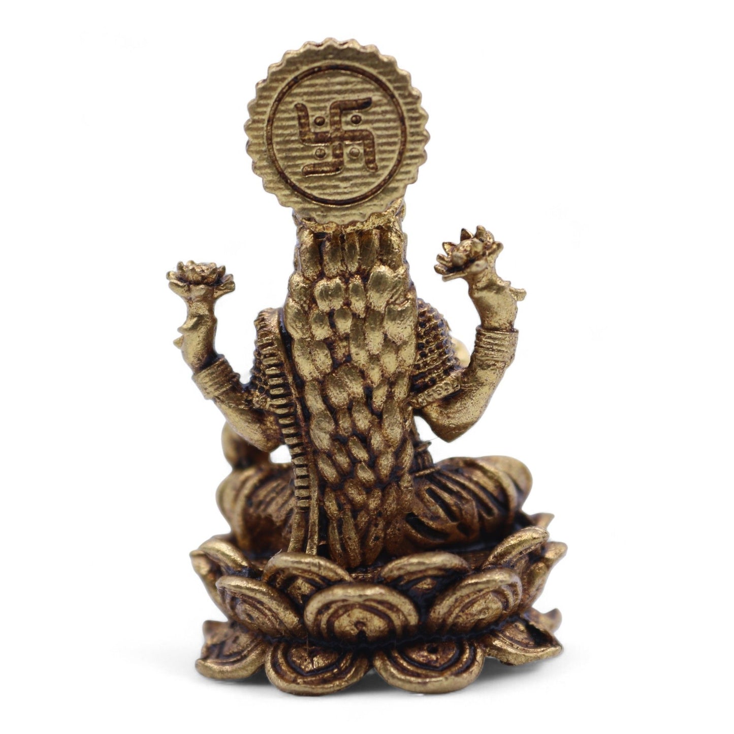 Handgefertigte Messingfigur der Göttin Lakshmi – Miniatur für Wohlstand & Weisheit