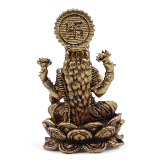 Handgefertigte Messingfigur der Göttin Lakshmi – Miniatur für Wohlstand & Weisheit