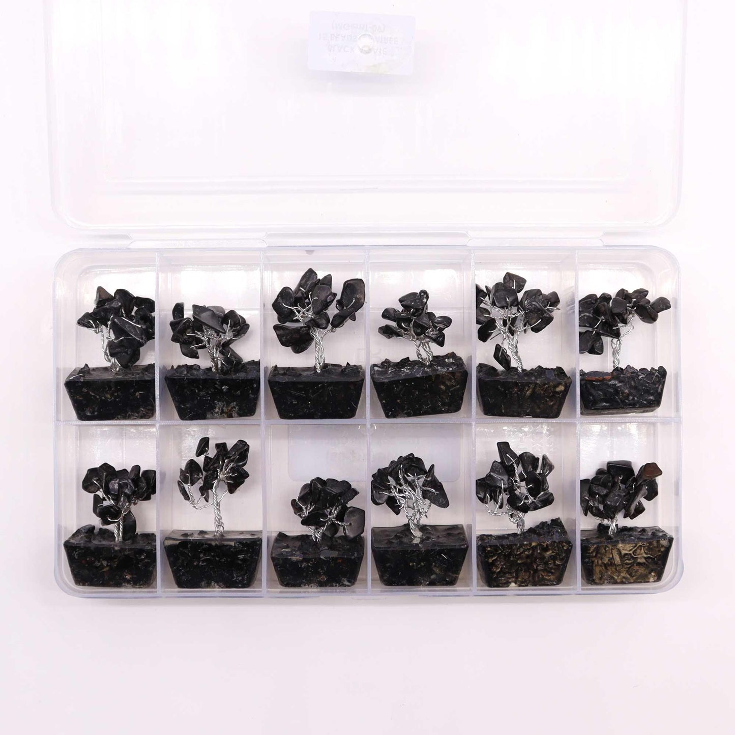 Mini-Edelsteinbaum aus schwarzem Achat auf Orgonit-Basis – Handgefertigtes Kunstwerk