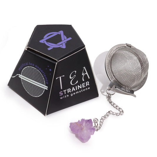 Teesieb mit Amethyst-Drusen – Edelstahl-Infuser für spirituelle Momente
