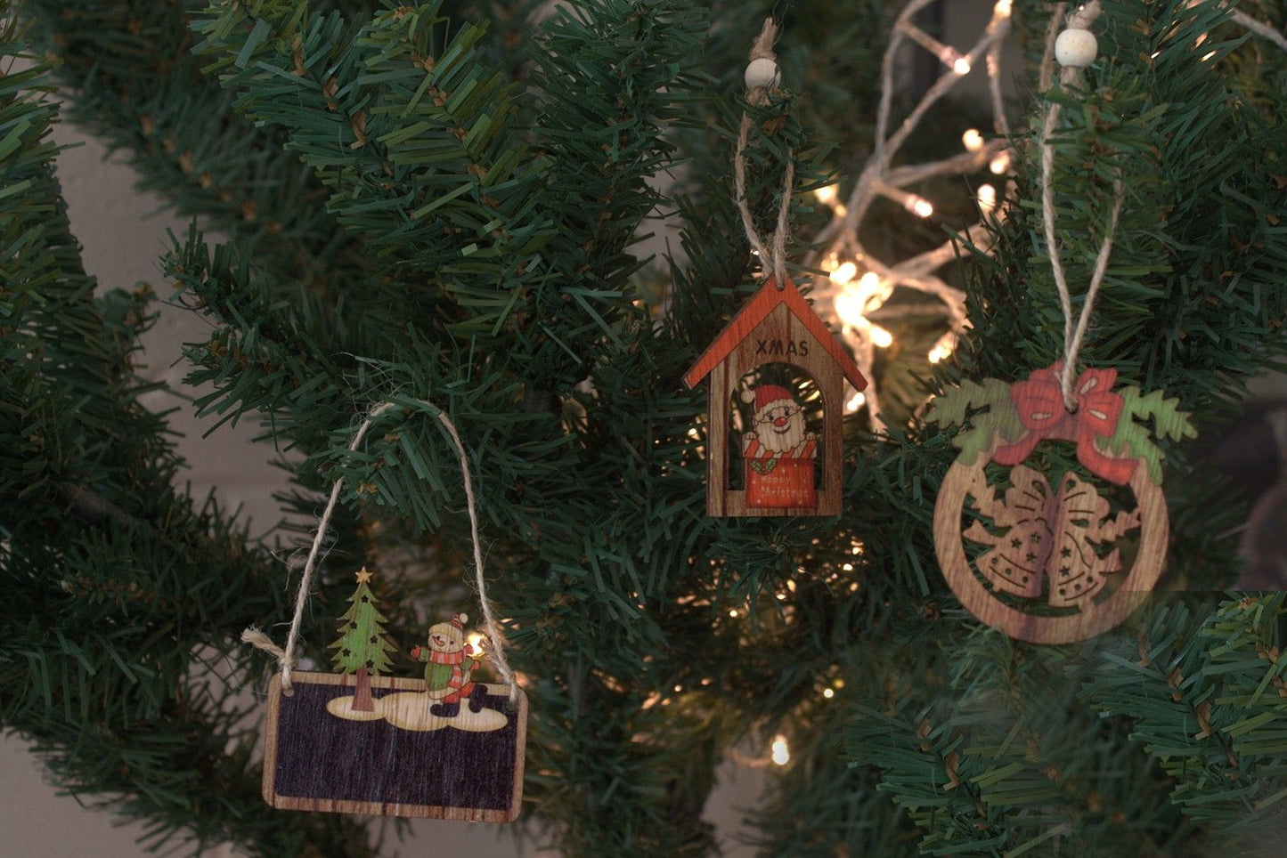 Set mit 3 Vintage Holzglocken - Nostalgischer Weihnachtsschmuck