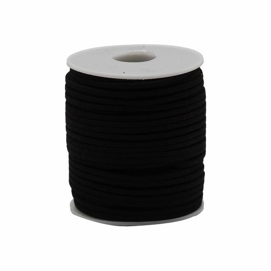 Kordelrolle aus weichem Wildlederimitat, Schwarz, 2,5mm x 45m