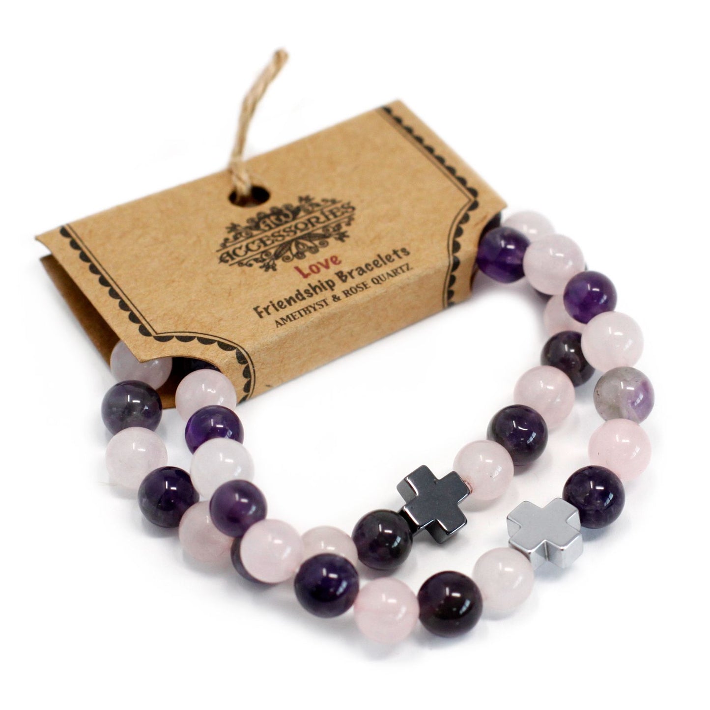 Freundschaftsarmband-Set Amethyst & Rosenquarz – Symbol für Verbundenheit