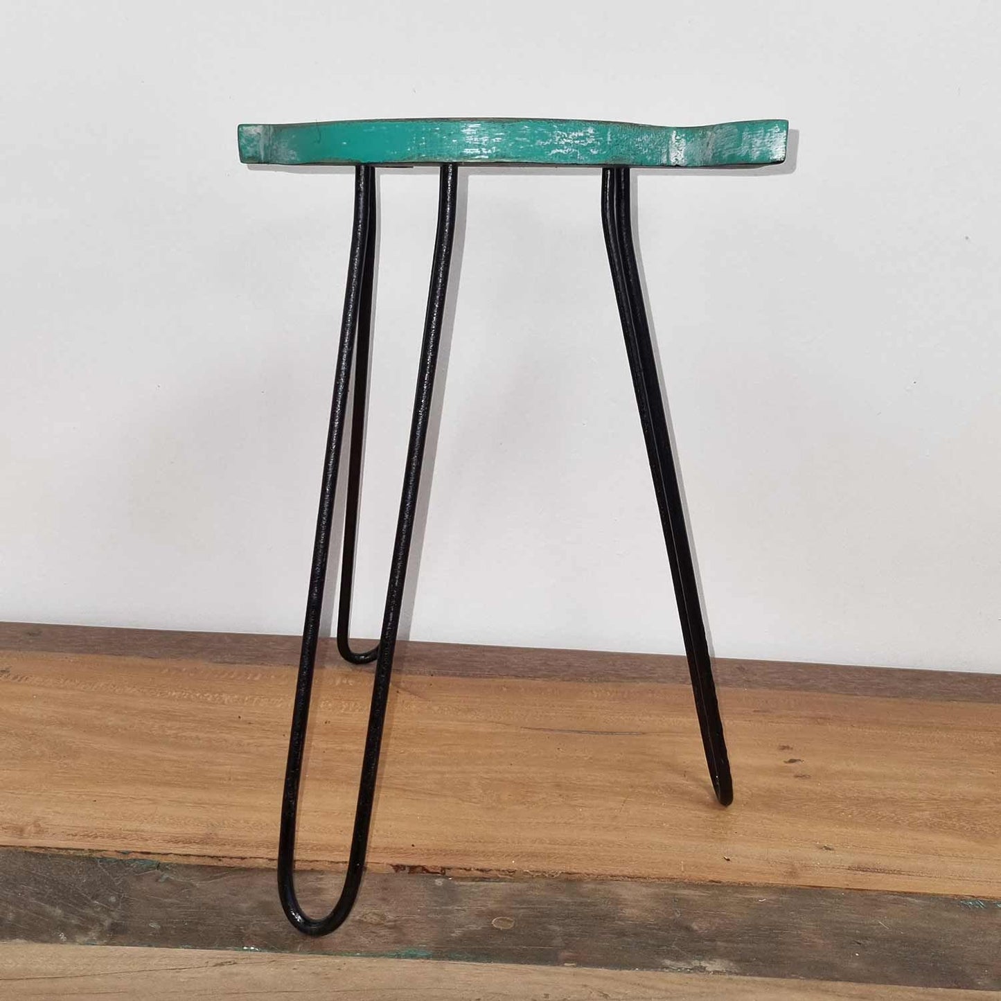 Pflanzenständer Vintage Türkis - Handgefertigt aus Albasiaholz