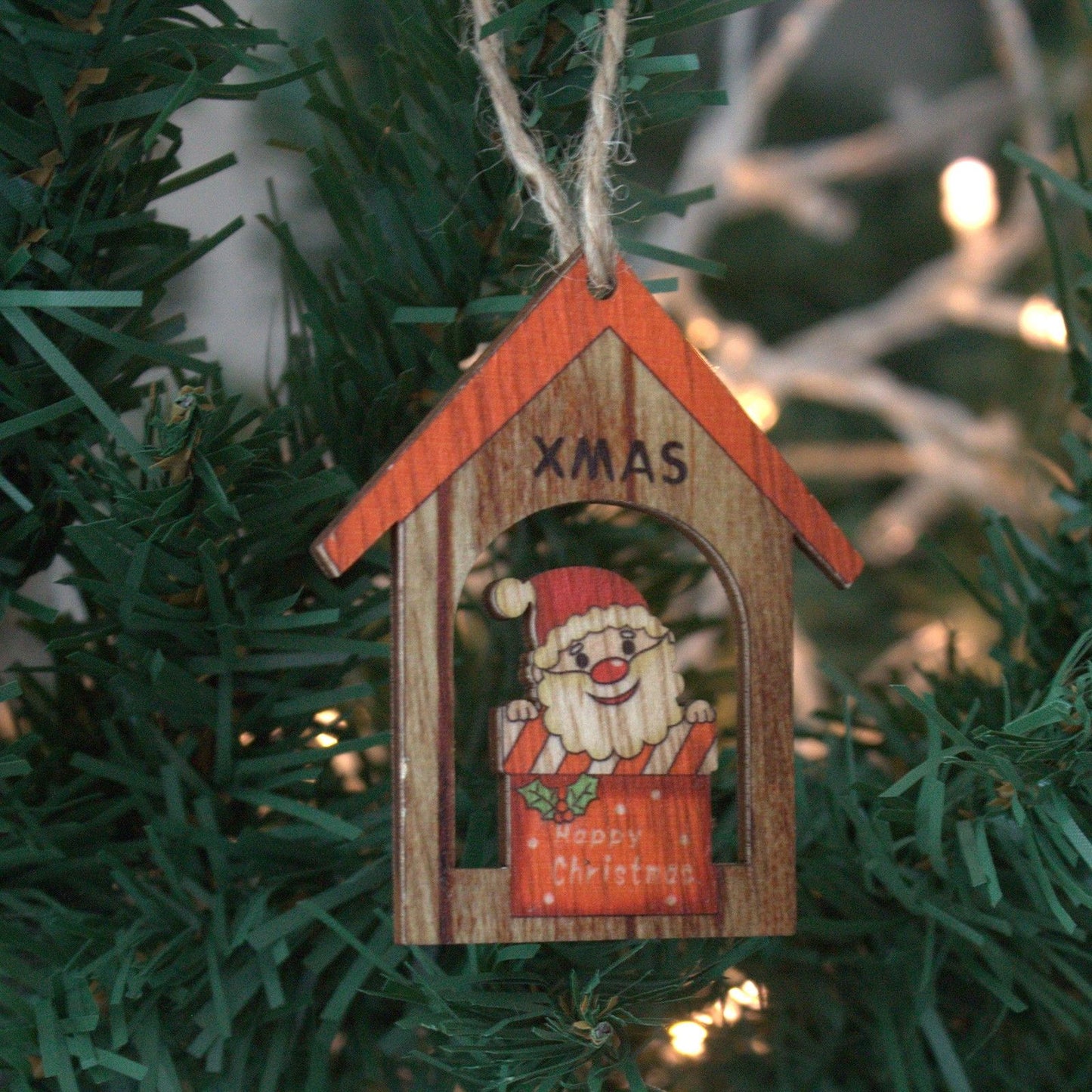 Set mit 2 Weihnachtsmännern - Vintage Holzdeko für festliche Stimmung
