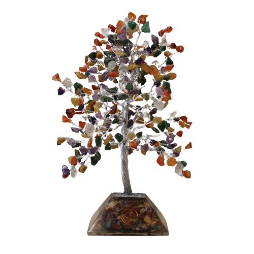 Kristallbaum auf Orgonit-Pyramide – 320 natürliche Edelsteine