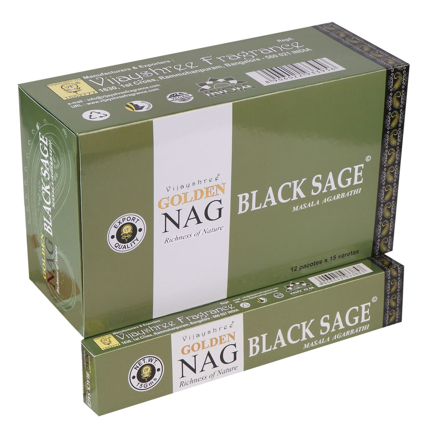Golden Nag Räucherstäbchen Schwarzer Salbei – Handgerollte Premium-Qualität (15g)
