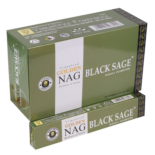 Golden Nag Räucherstäbchen Schwarzer Salbei – Handgerollte Premium-Qualität (15g)