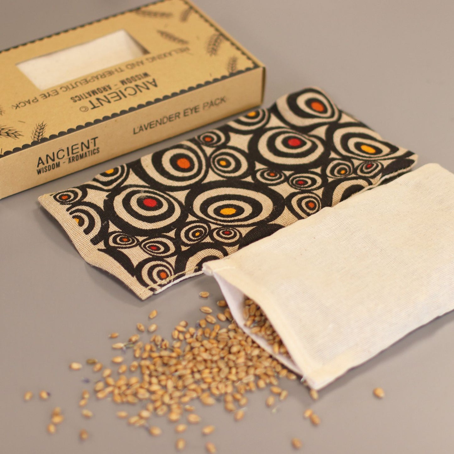 Entspannungs-Augenkissen mit Lavendelduft – Naturbaumwolle & Juco in Geschenkbox