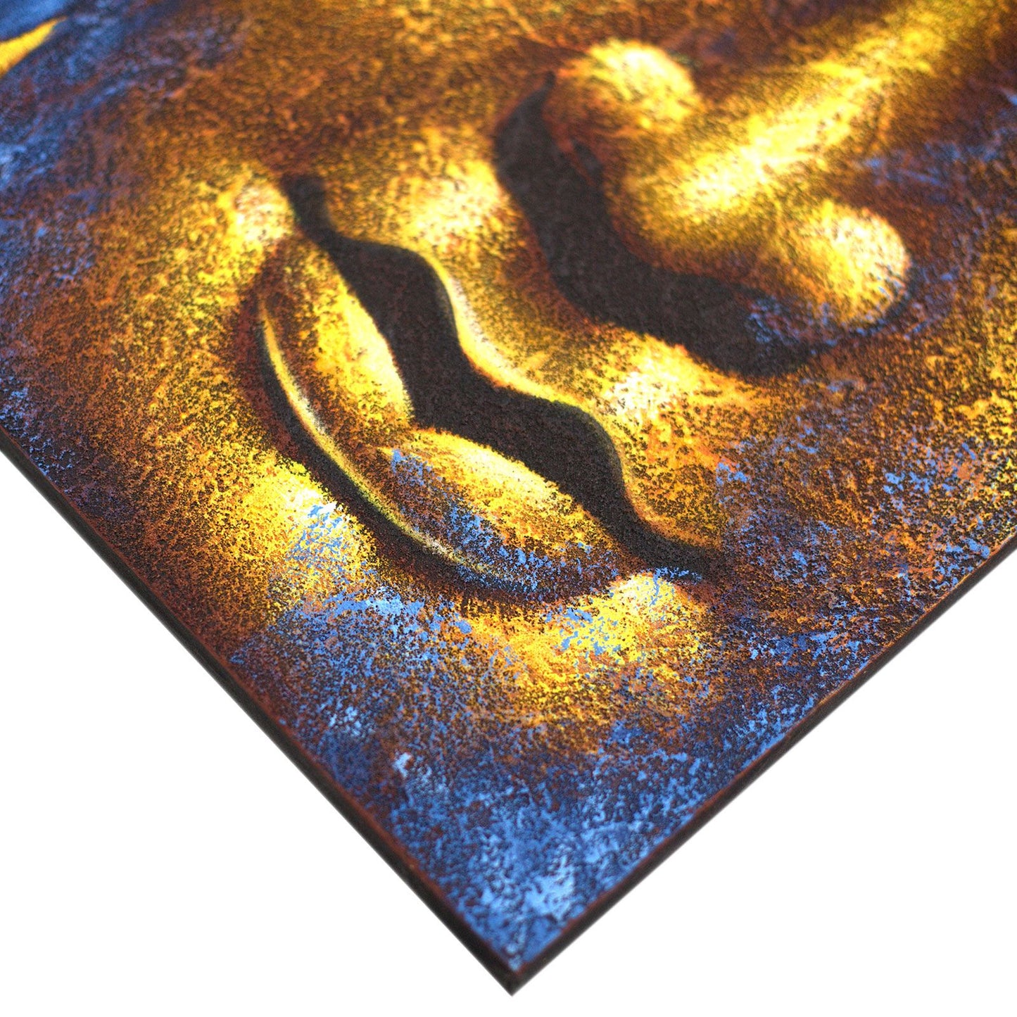 Handgemaltes Buddha-Gemälde auf Leinwand 60x80 cm - Goldener Buddha mit Lotusblüte