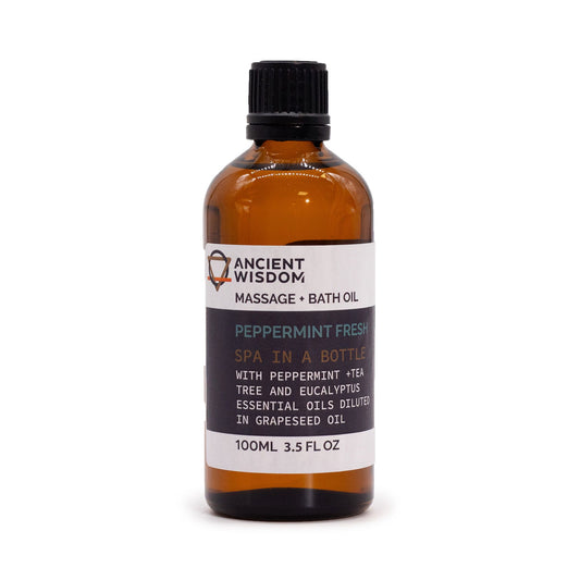 Erfrischendes Massageöl mit Pfefferminze, Teebaum & Eukalyptus – 100 ml