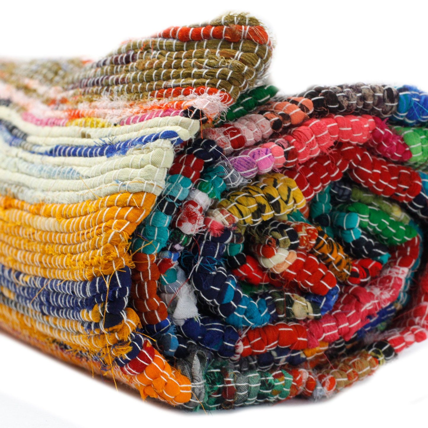 Handgefertigter Natur-Läufer aus recycelten Stoffen | 155 x 90 cm