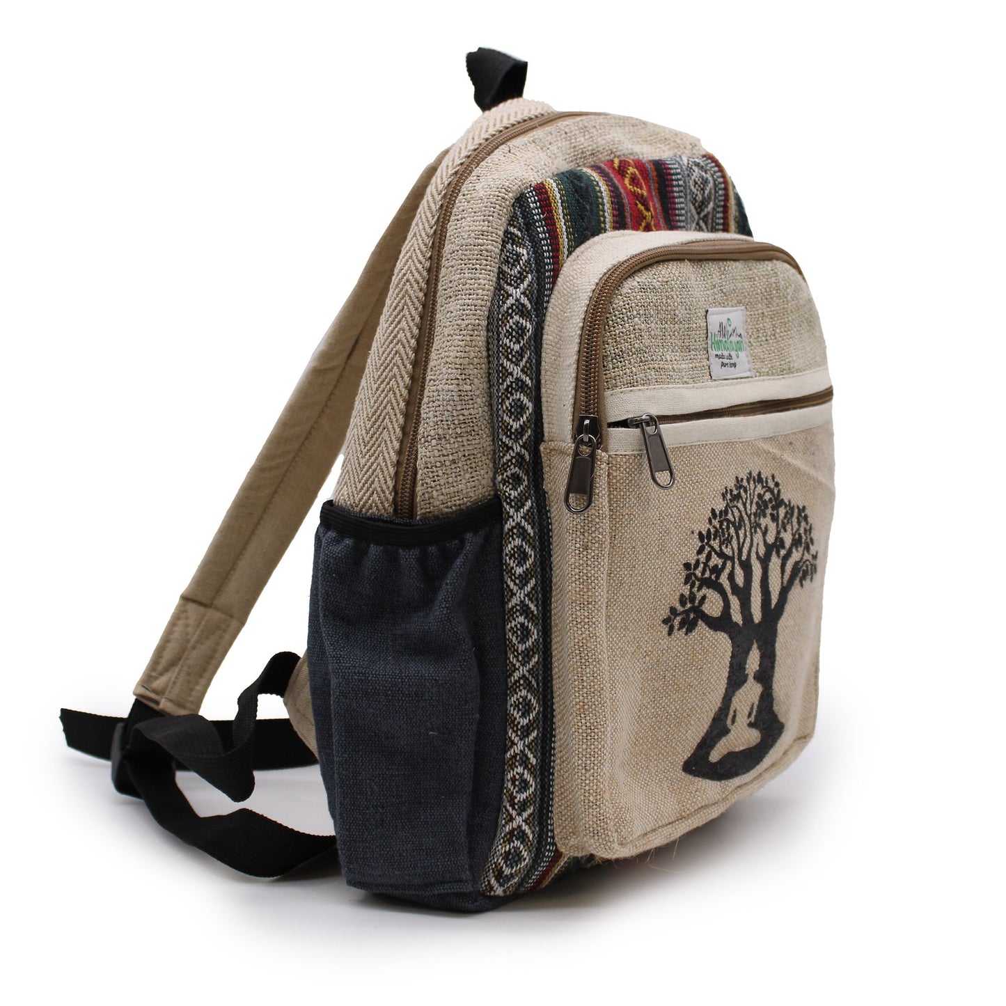 Kleiner Hanfrucksack 'Bodhi Tree' – Handgefertigt in Nepal