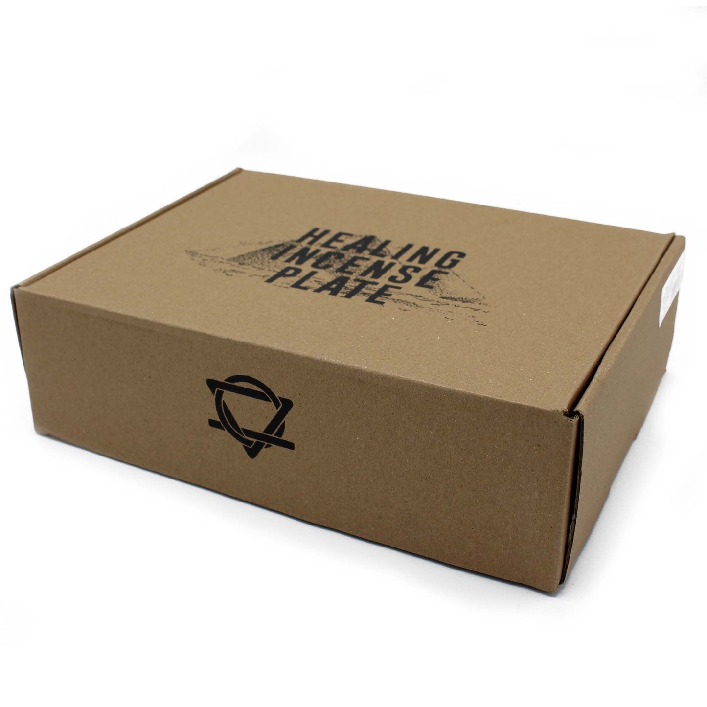 Weiße Räucherplatte aus Beton mit spirituellen Symbolen