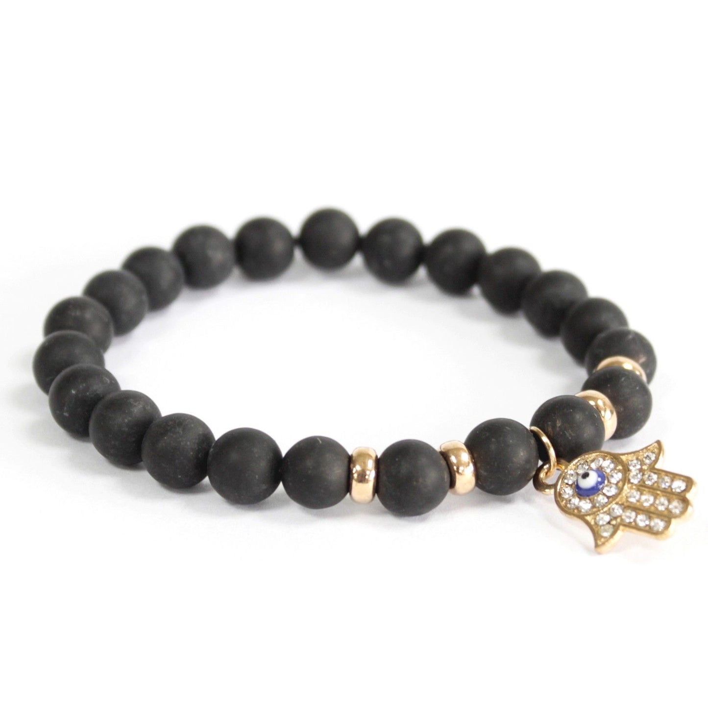Hamsa Armband mit Schwarzem Achat – Schutz & Stil