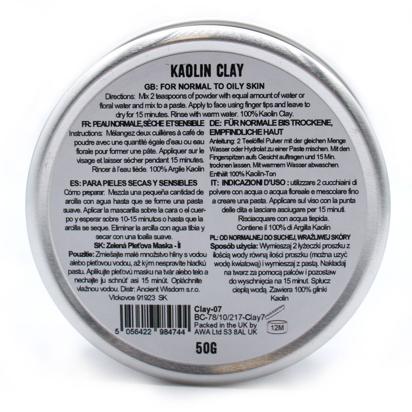 Reines Kaolin-Tonpulver 50g – Sanfte Mineralmaske zum Selbstanrühren