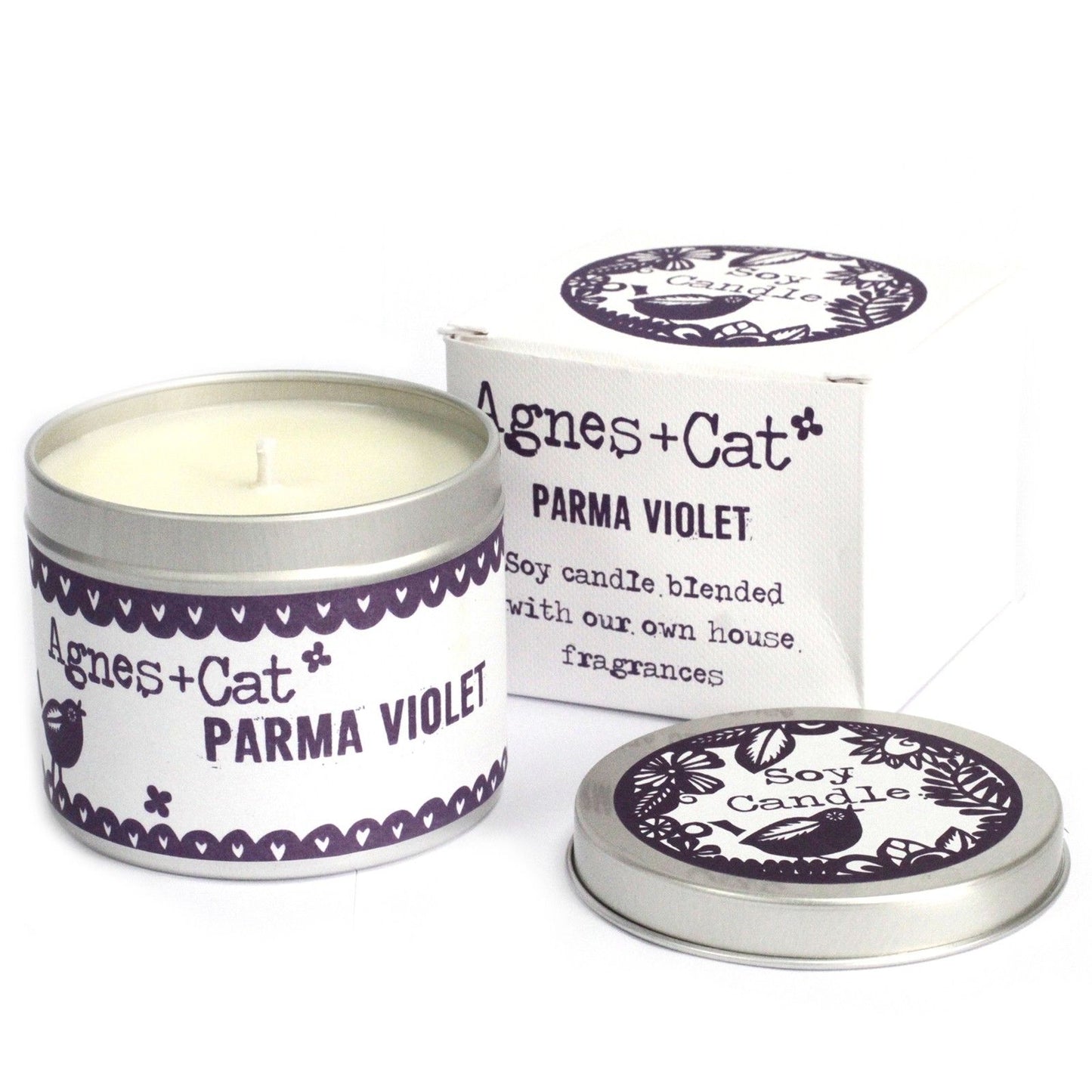 Duftkerze Parma Violet – Natürliche Sojawachs-Kerze in wiederverwendbarer Zinndose