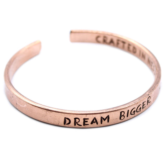Kupfer Armband mit Motto-Gravur - 12 inspirierende Botschaften