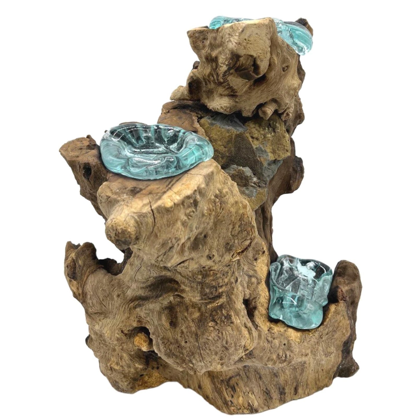 Dreifach-Kerzenleuchter aus Glas & Holz - Ein Unikat aus Bali