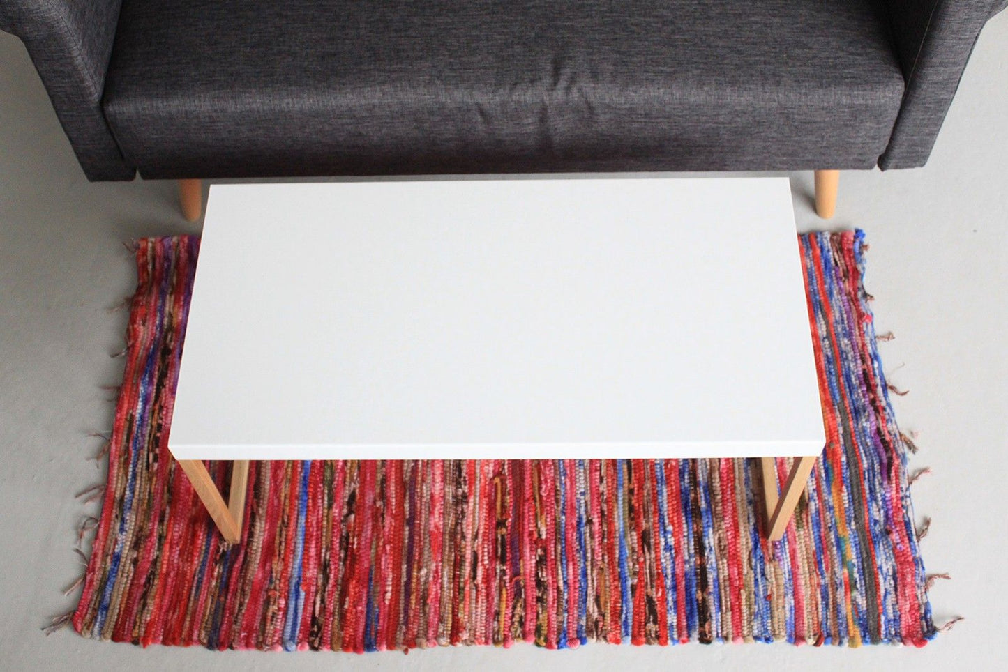 Indischer Samt-Flickenteppich 128x75cm – Handgefertigtes Unikat