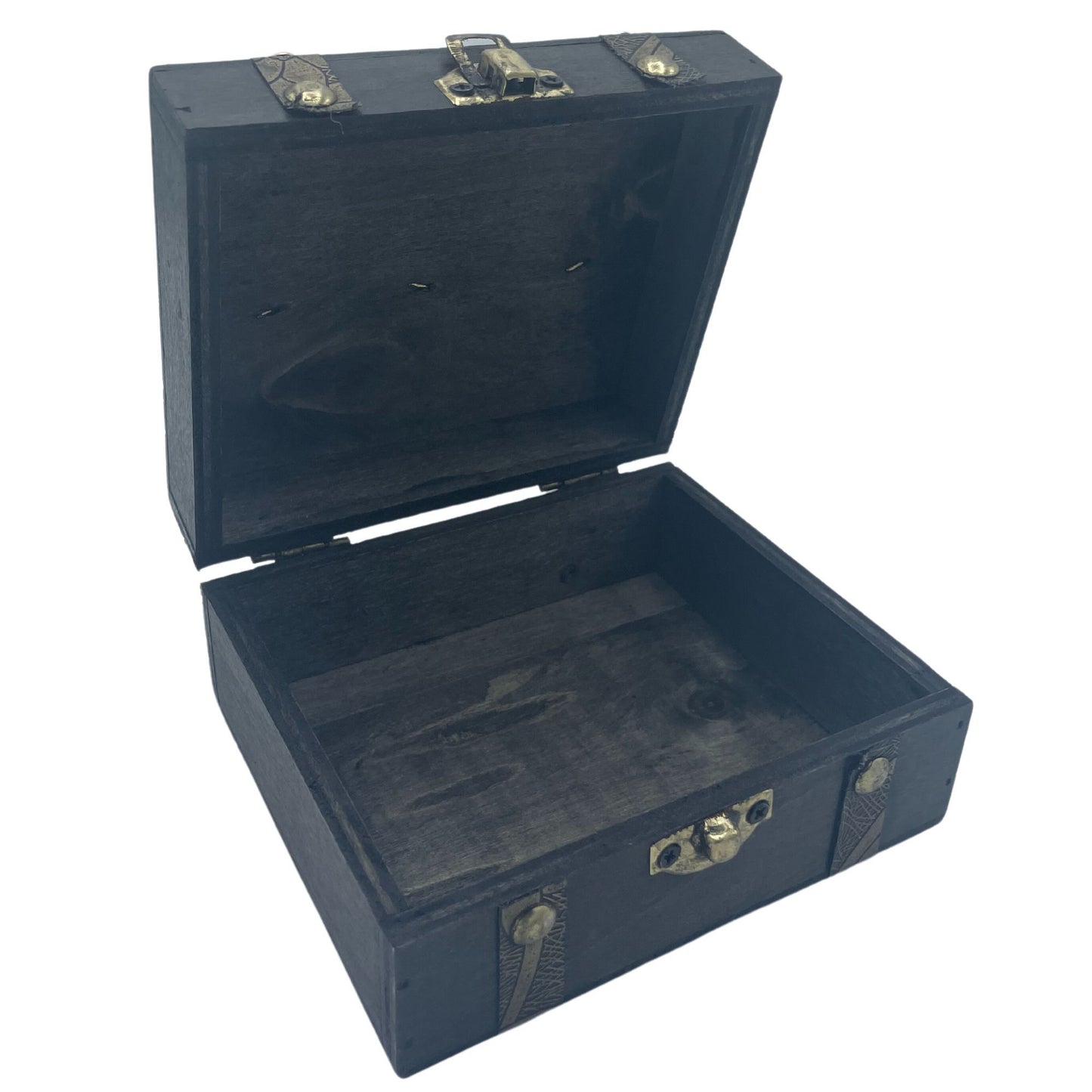 Quadratische Teekassette in Grau - Vintage-Aufbewahrungsbox mit Fächern