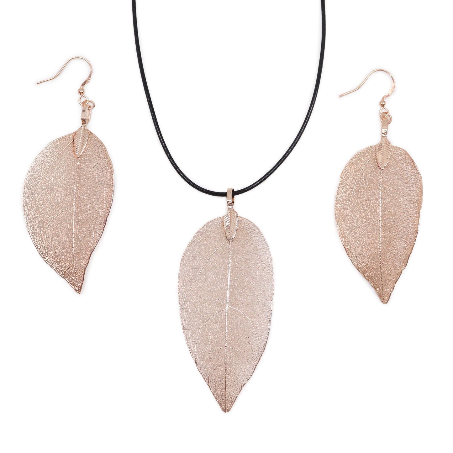 Schmuckset Mutblatt in Roségold – Unikat aus echter Natur