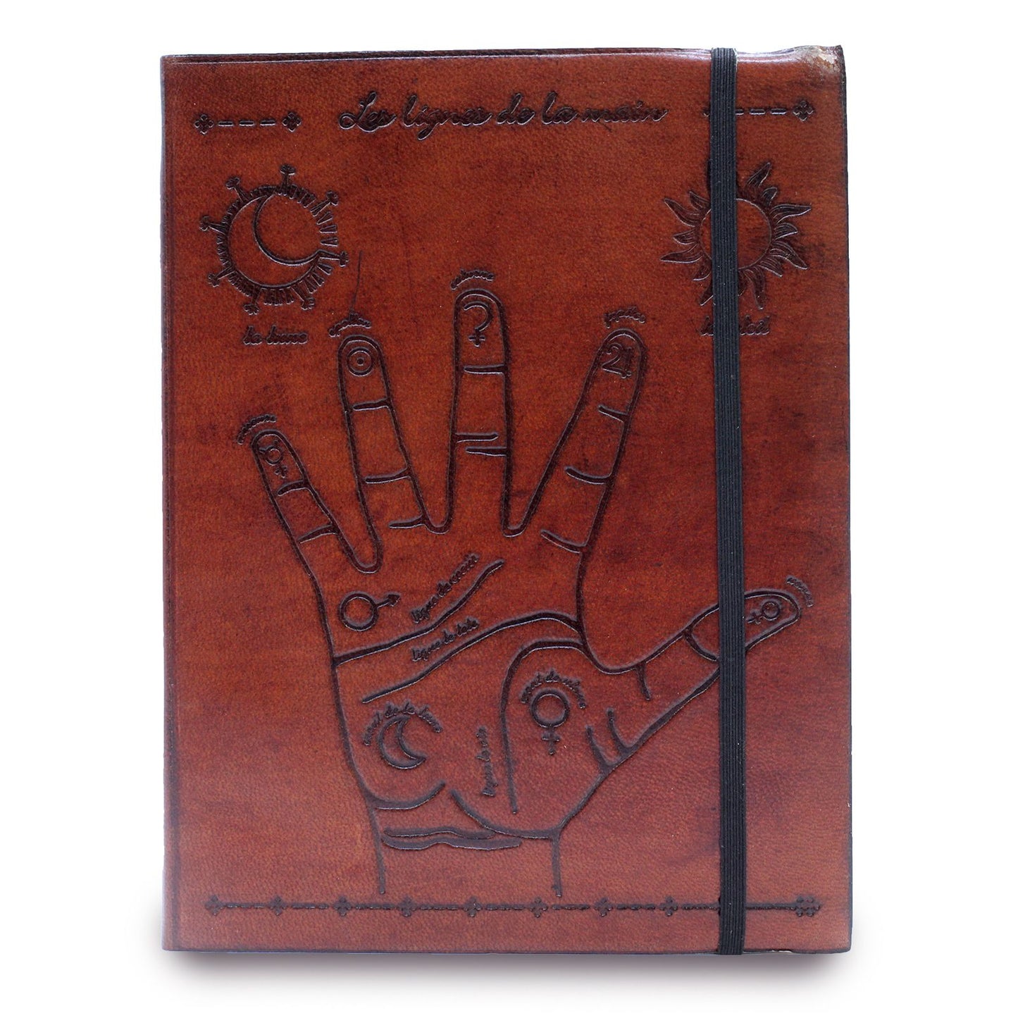Palmgeheimnis Notizbuch (Mittelformat) – Handgefertigt aus pflanzlichem Leder mit Umhängeband