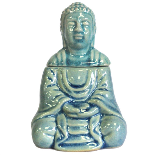 Keramik-Duftlampe 'Meditierender Buddha' in Blau – für Wohlfühlmomente