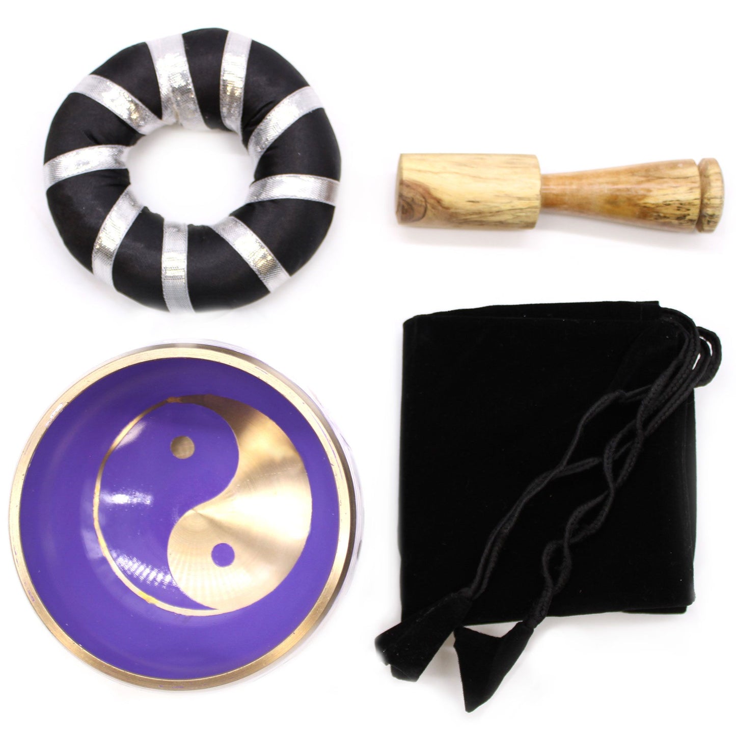 Klangschalen-Set Yin & Yang in Weiß und Violett, 10,7 cm