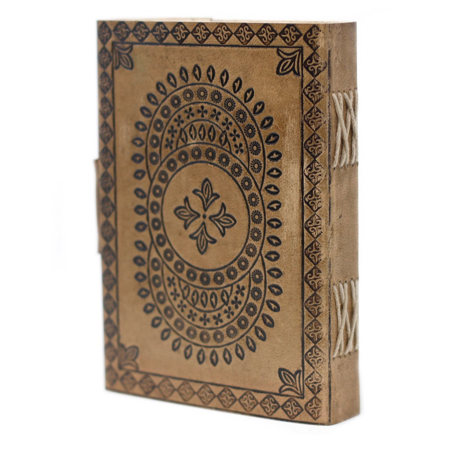 Handgefertigtes Ledernotizbuch 'Blaues Mandala' – 13x18 cm