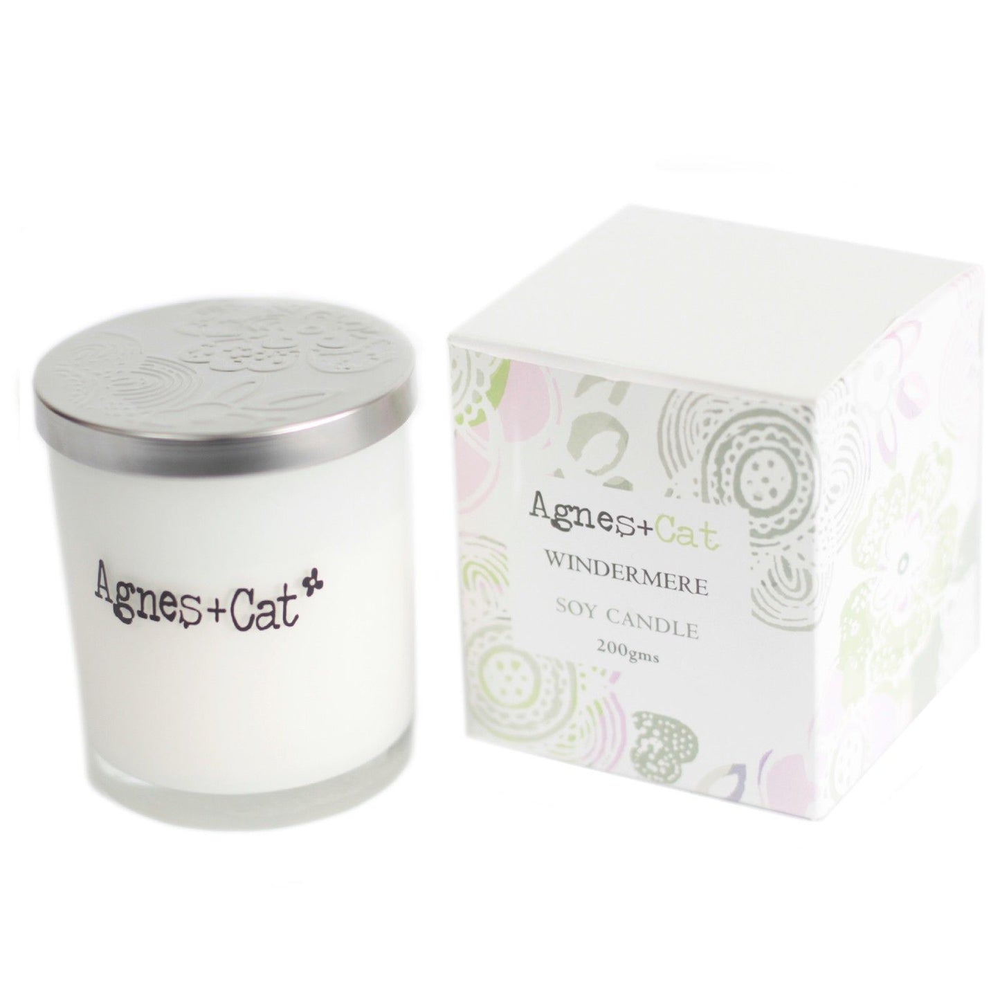 Windermere Votivkerze aus Sojawachs – Weißes Glas mit Silberdeckel