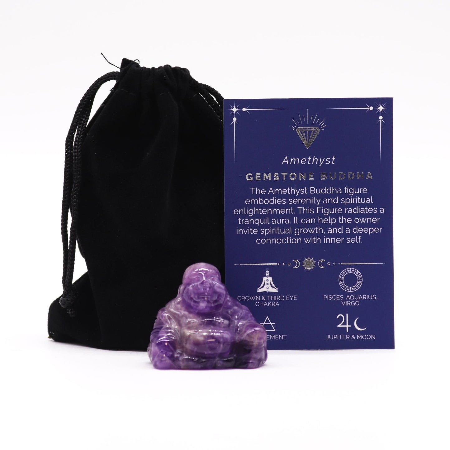 Handgeschnitzter Buddha aus Amethyst - 35x40x23mm Edelsteinfigur
