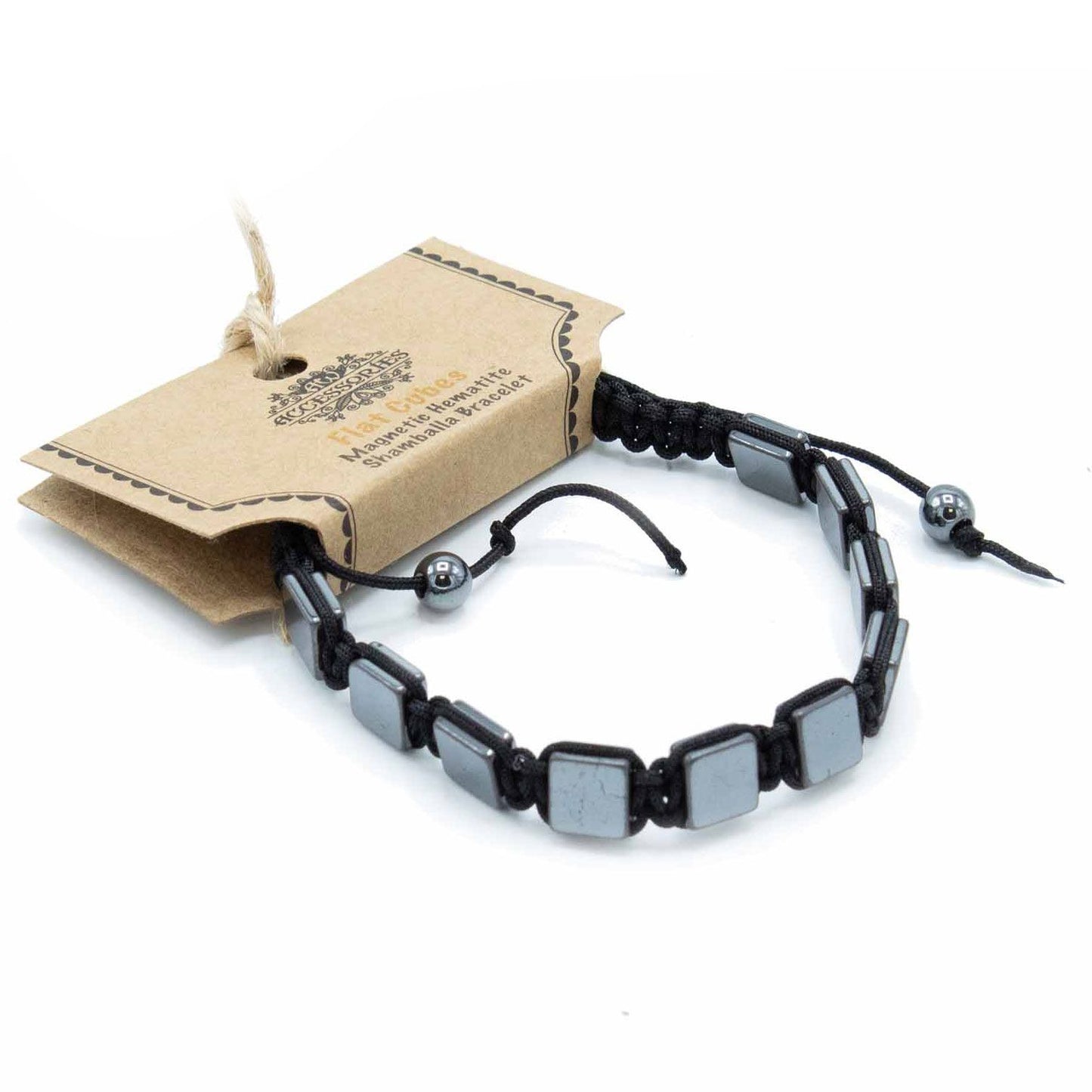 Shamballa Armband aus magnetischem Hämatit - Flache Würfelperlen
