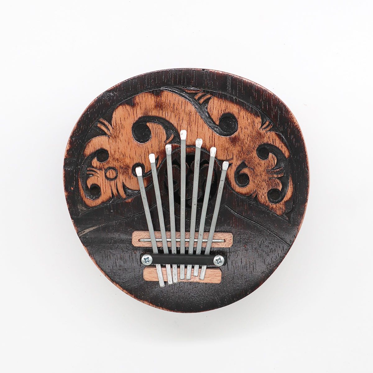 Handgefertigte Kalimba aus Kokosnuss - 14 cm Natur-Instrument mit 7 Stahllzungen