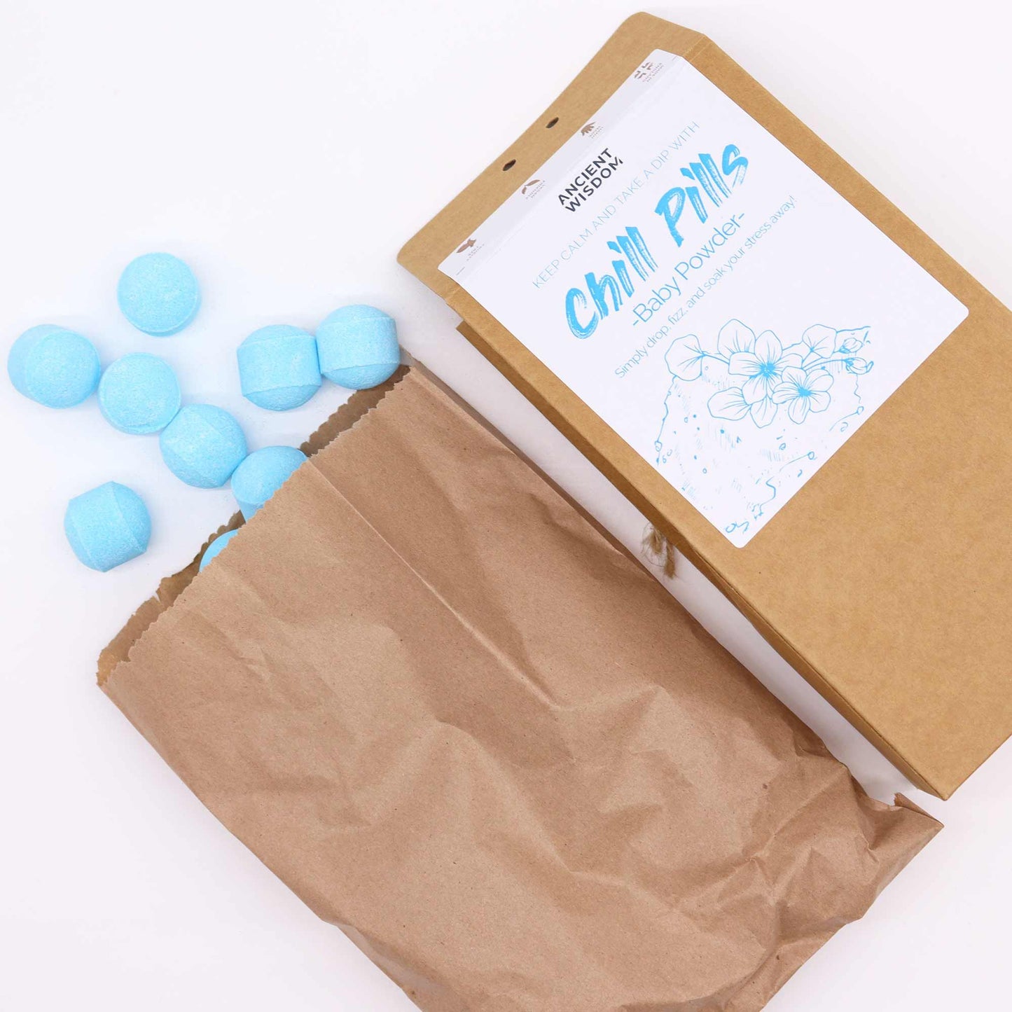 Geschenkset Babypuder Badeperlen - 30 Mini-Badebomben für zarte Entspannung