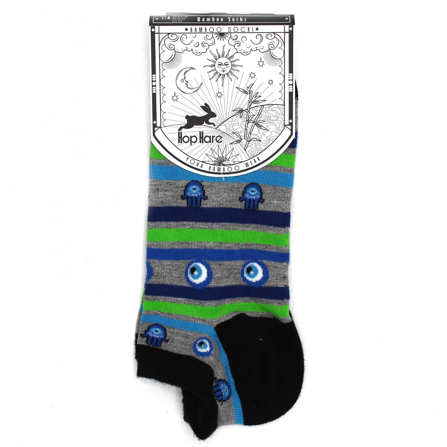 Bambus-Socken Low mit Evil Eye & Hamsa Symbolik - Gr. 41-46