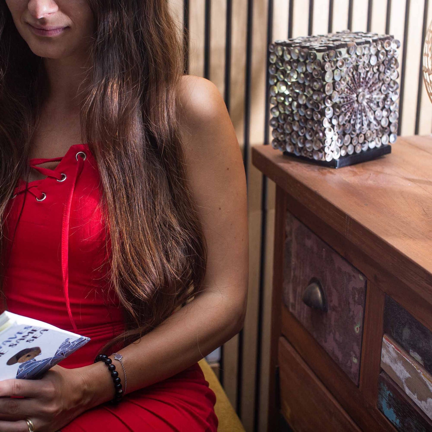 Boho Muschel-Lampe 'Rose Globus' - 20cm Handarbeit aus Bali