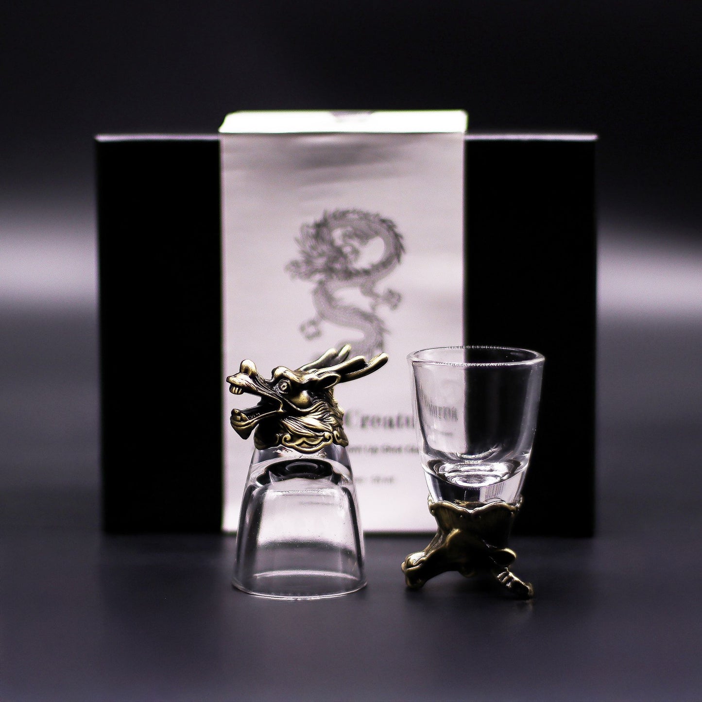 Set mit 6 Schnapsgläsern - Mystische Waldtiere in Antikbronze-Optik