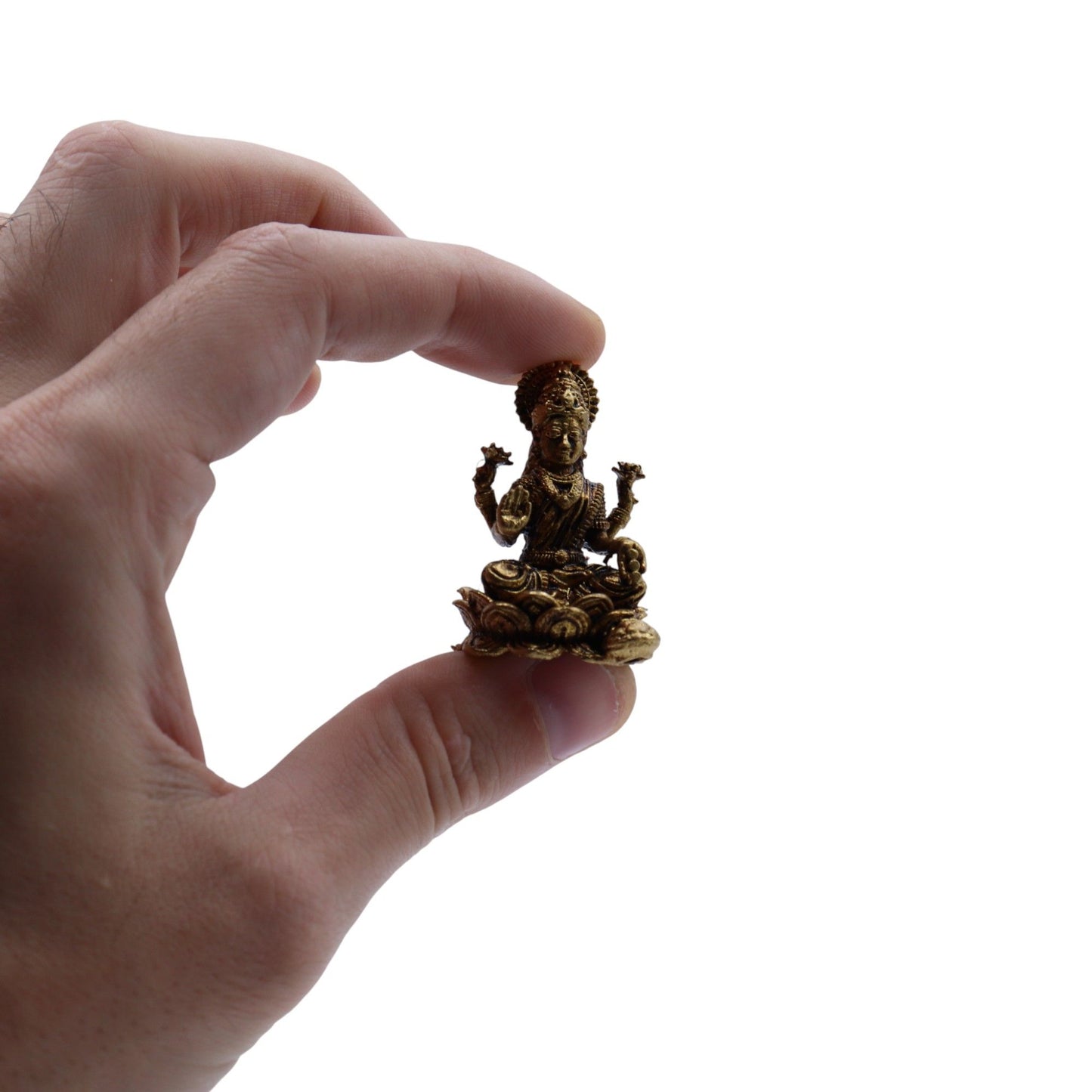 Handgefertigte Messingfigur der Göttin Lakshmi – Miniatur für Wohlstand & Weisheit