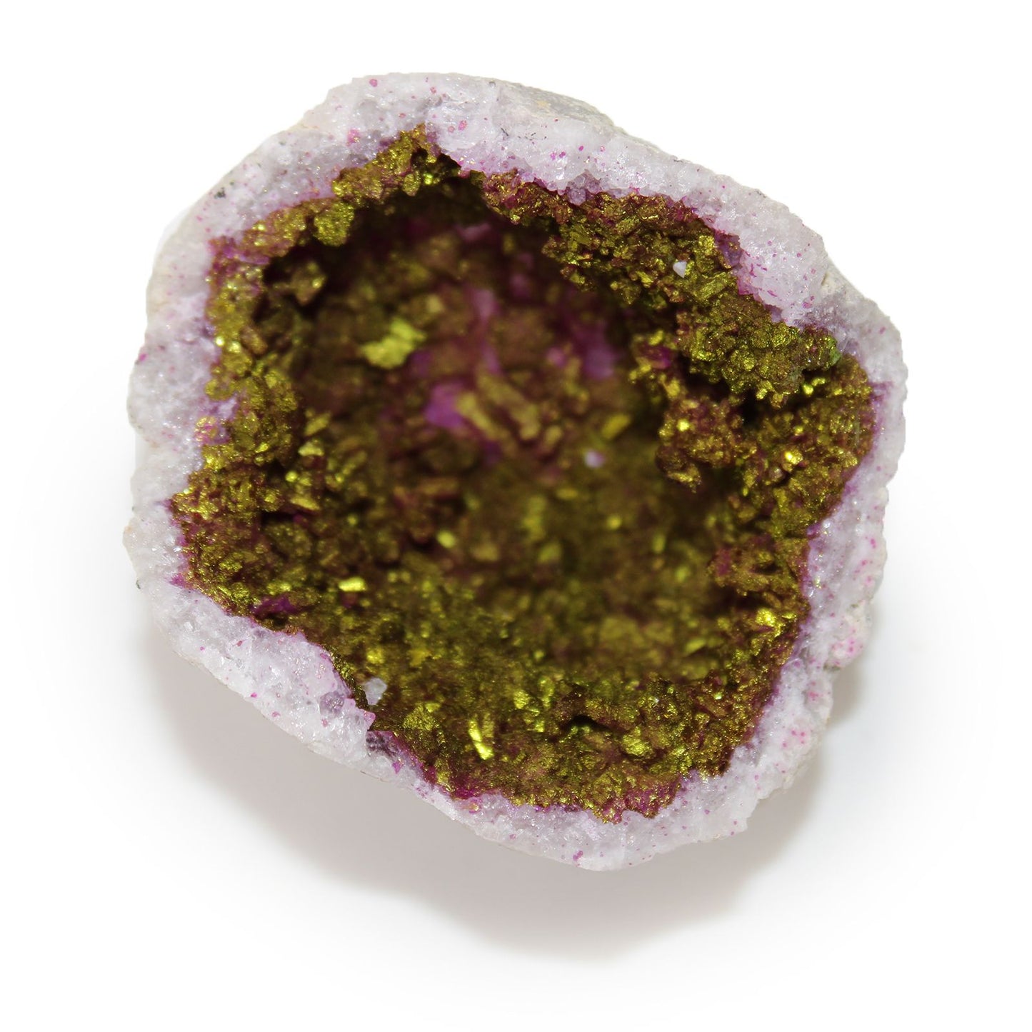 Natürliche Calcit-Geode in Rosa & Gold - Einzigartiges Dekorationsobjekt
