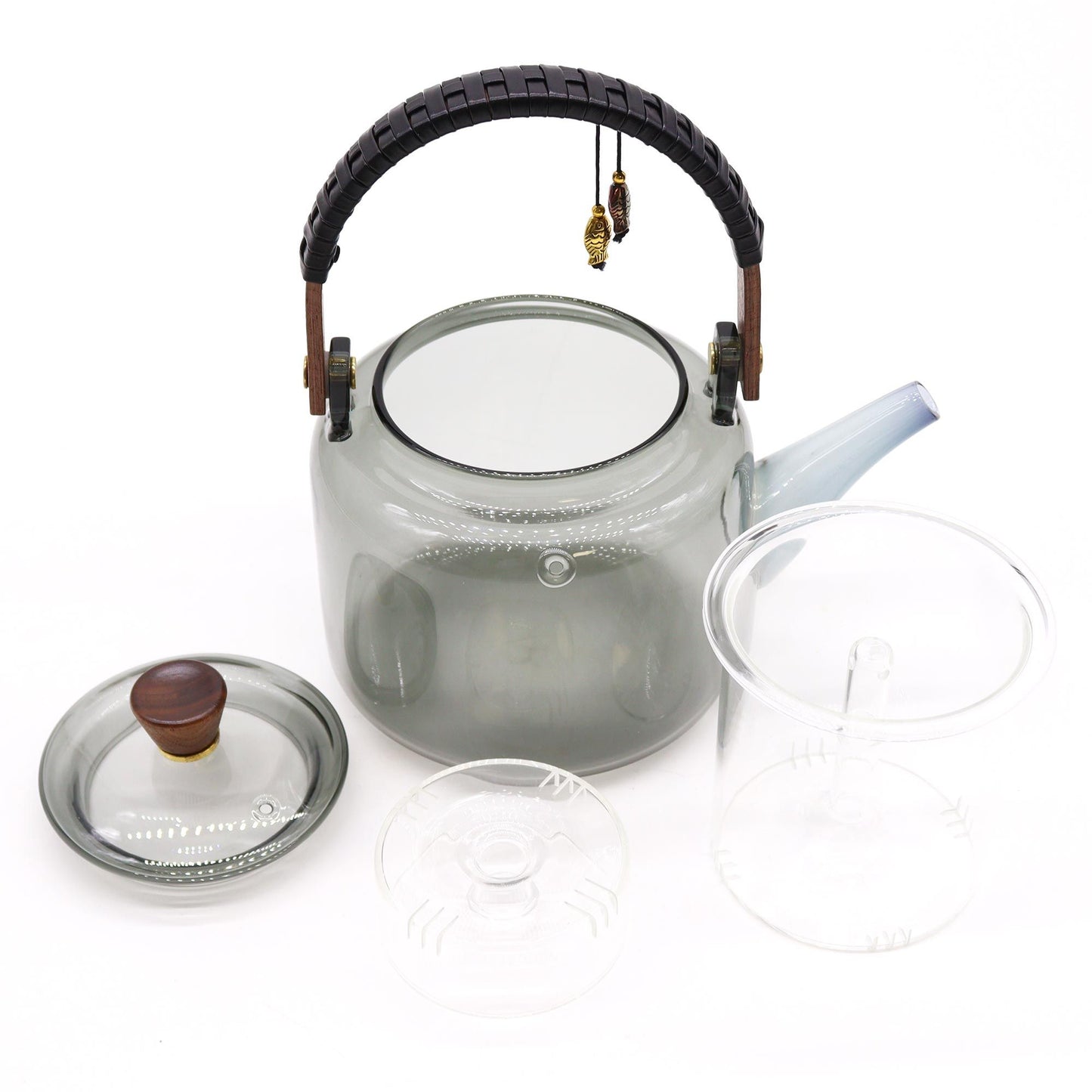 Glas-Teekanne mit Dampfsystem Anthrazit – 1000ml mit Edelstahlfilter