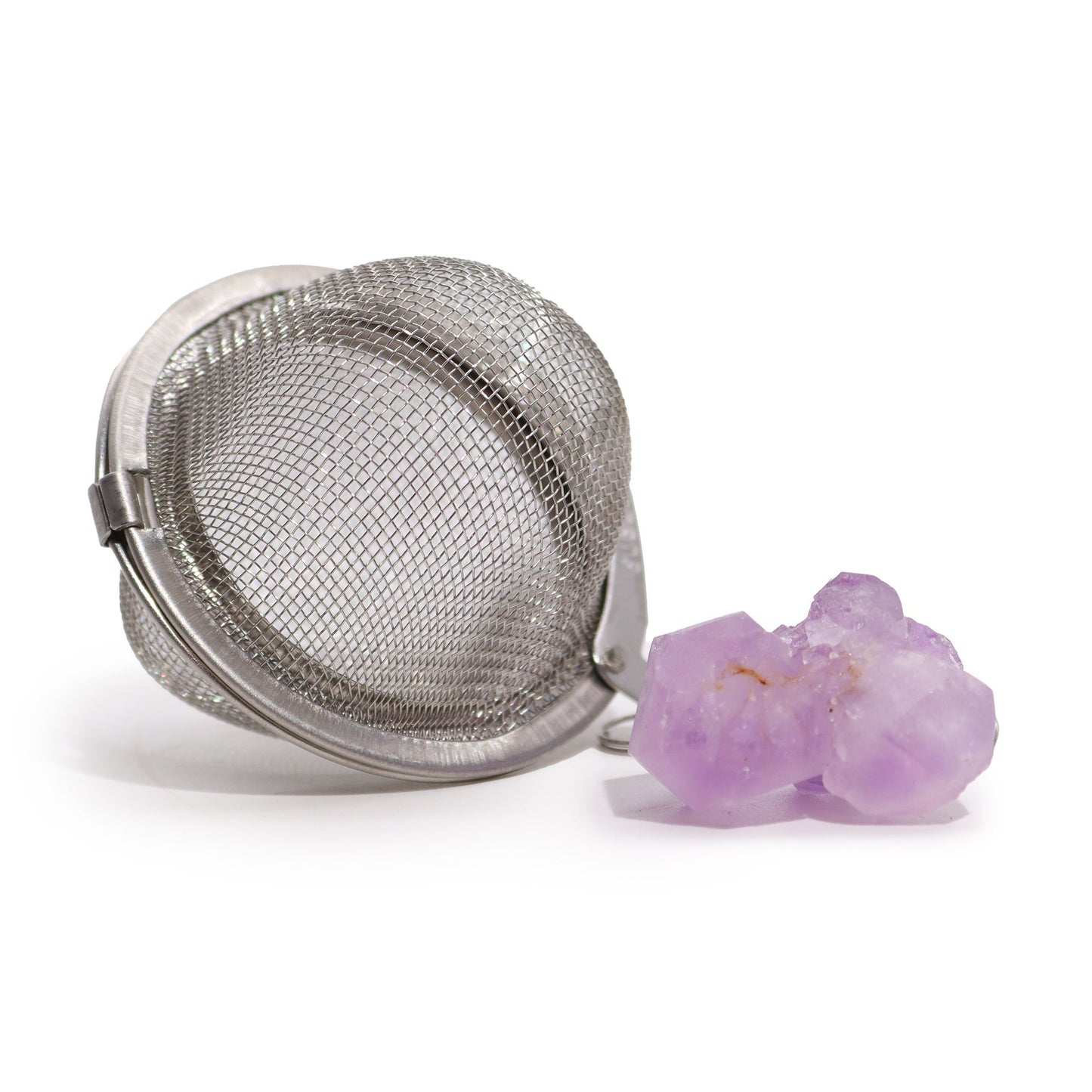 Teesieb mit Amethyst-Drusen – Edelstahl-Infuser für spirituelle Momente
