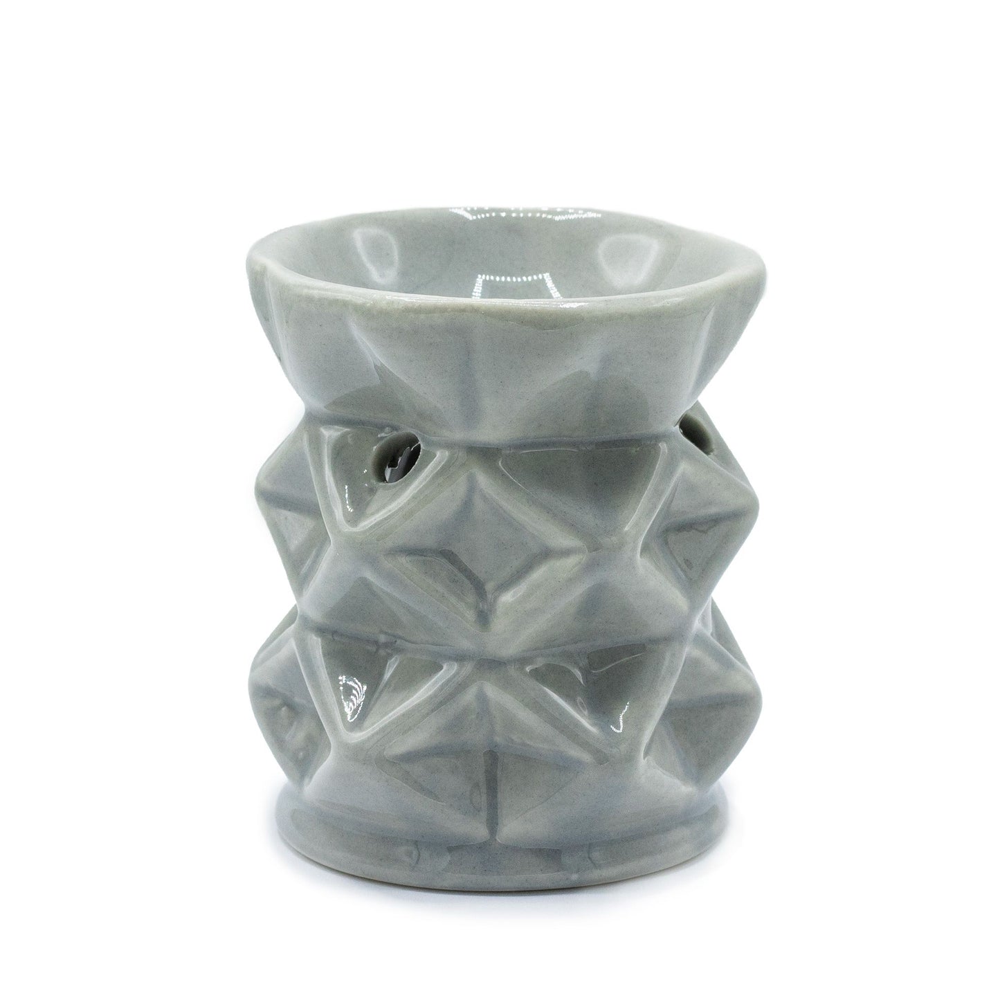 Keramik-Duftbrenner Grau mit geometrischem Design
